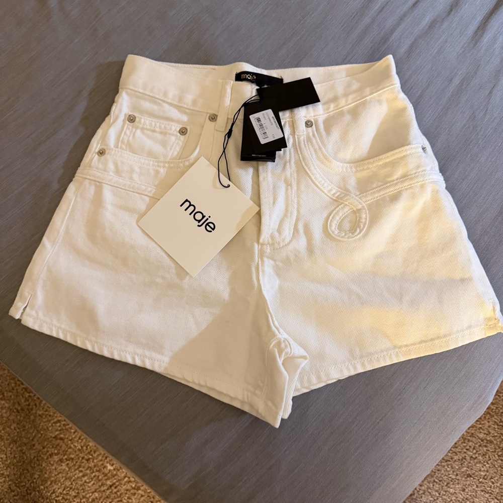 Maje High Waist White Shorts